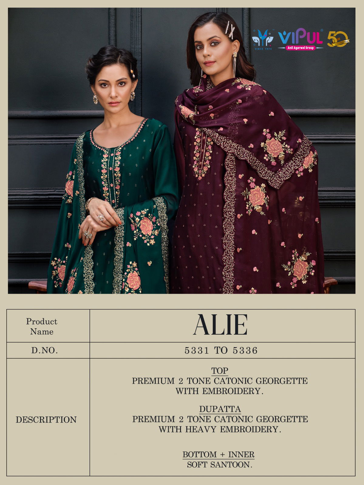 Alie By Vipul Heavy Embroidery Georgette Suits Catalog